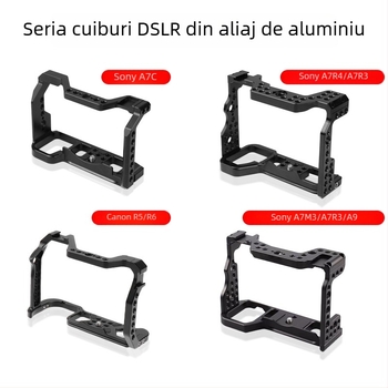 Cage pentru cameră din aluminiu pentru Sony A7M3/A7R3/A7C/A9 și Canon R5/R6, încărcare maximă 2–5 kg