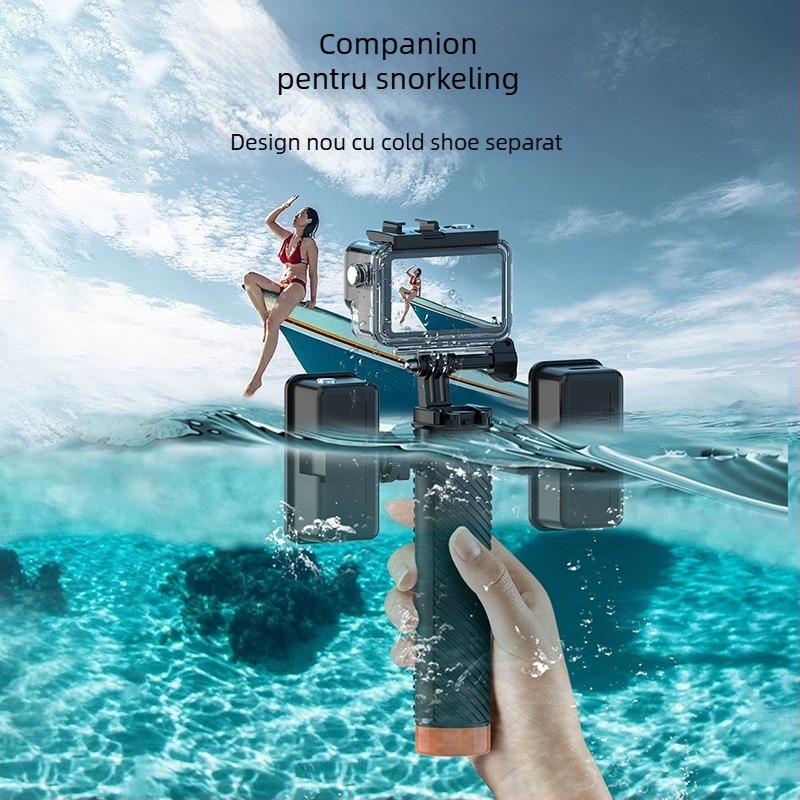 Baston plutitor pentru camere de acțiune – compatibil GoPro 12, Shadow Stone, Insta360, Action4/3; materiale ABS+EVA+PC, 85 g, protejează carcasa și fixează camera