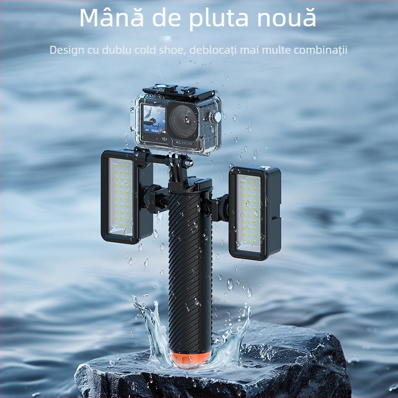 Baston plutitor pentru camere de acțiune – compatibil GoPro 12, Shadow Stone, Insta360, Action4/3; materiale ABS+EVA+PC, 85 g, protejează carcasa și fixează camera