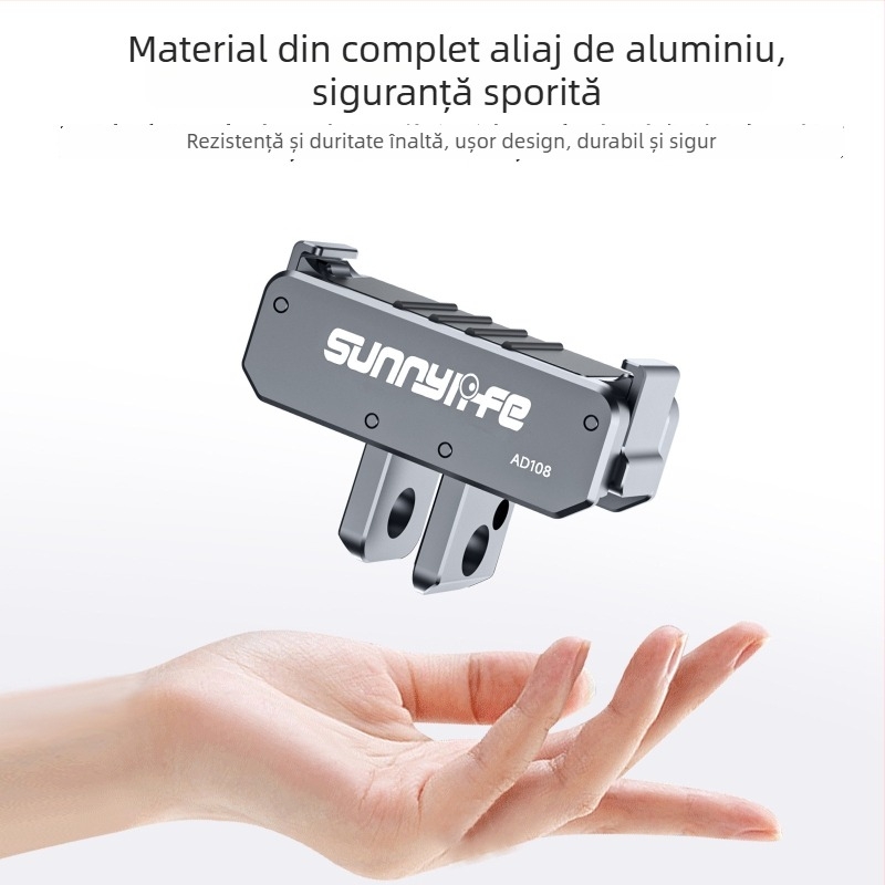 Sunnylife Osmo Nano Action 6 adaptor magnetic, aliaj de aluminiu + magnet + silicon, eliberare dublă rapidă