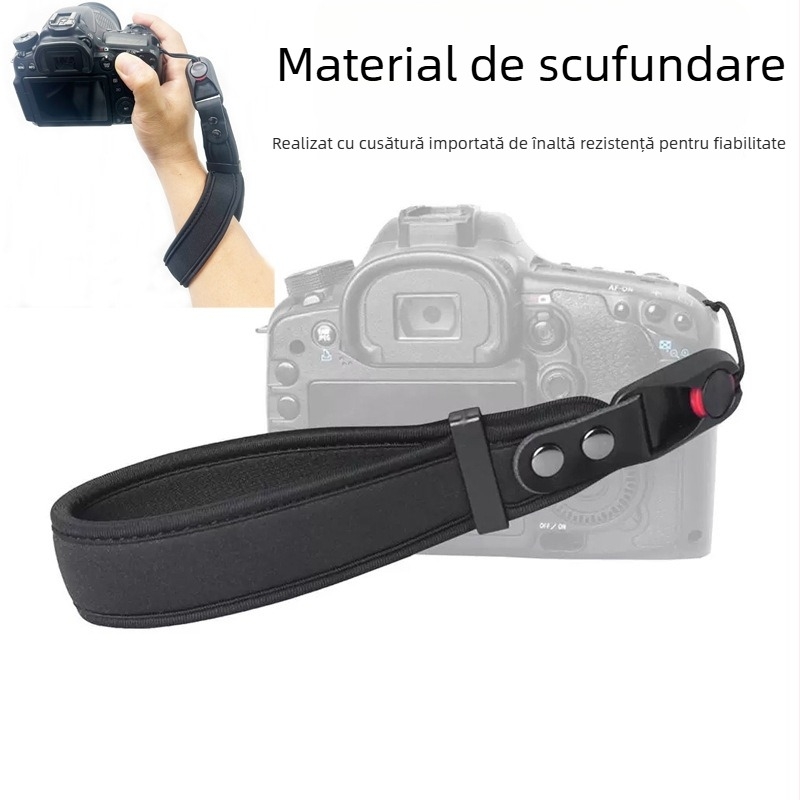 Curea de încheietură pentru aparat foto DSLR și camere mirrorless, cu închidere cu eliberare rapidă și căptușeală din burete