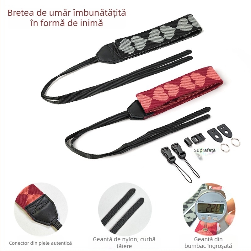 Bretea de umăr pentru cameră Elos: piele de vițel din primul strat, curea de umăr îngroșată, textil arc-cut lucrat manual, design ergonomic multifuncțional, compatibil cu DSLR și camere fără oglindă