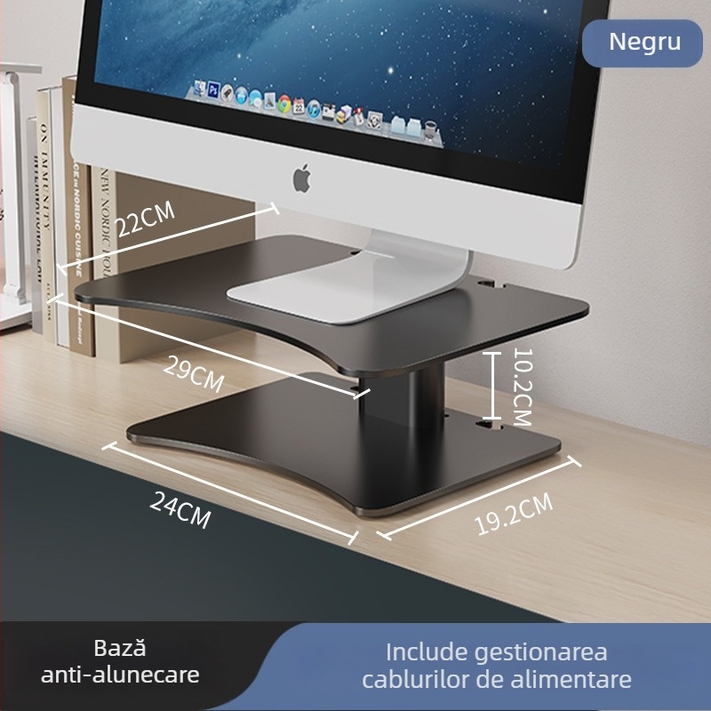 Suport monitor din oțel carbon – organizator pentru birou, raft de depozitare pentru desktop, 1 nivel, multifuncțional, mobil, fără montaj