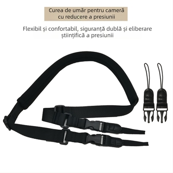 Bretea de gât pentru DSLR cu eliberare rapidă, 4 capete din nylon, reglabilă, încărcare 20 kg