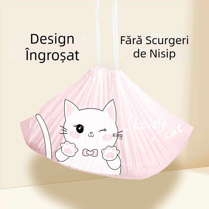 Sac gros pentru nisip de pisică, cu șnur