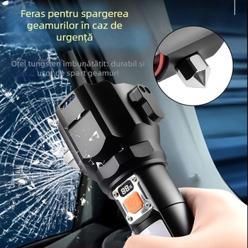 Cioc de siguranță multifuncțional cu LED – Corp din aliaj de aluminiu, LED reîncărcabil, Zoom optic, Protecție la supraîncărcare