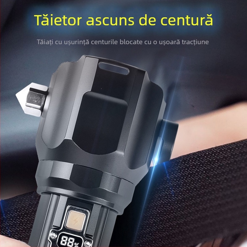 Cioc de siguranță multifuncțional cu LED – Corp din aliaj de aluminiu, LED reîncărcabil, Zoom optic, Protecție la supraîncărcare