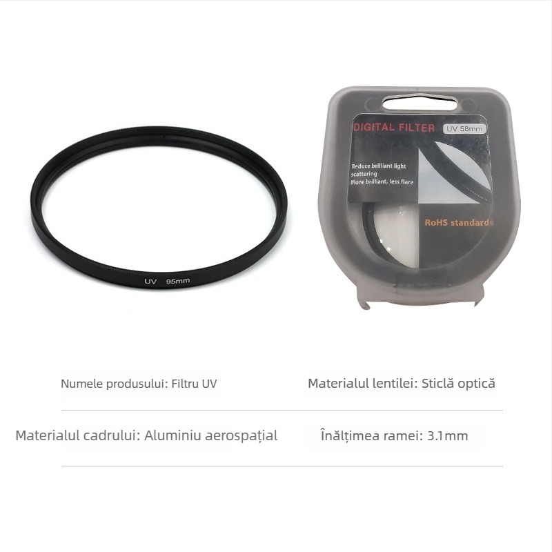 Filtru UV pentru camere – ramă subțire, model 49 58 67, procesare OEM, opțiune gravare