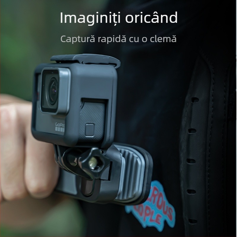 Clip magnetic pentru rucsac pentru camere, suport detașabil pe piept pentru filmări sportive, compatibil cu GoPro, compatibil universal; Material: ABS + adeziv moale; Greutate: 89 g
