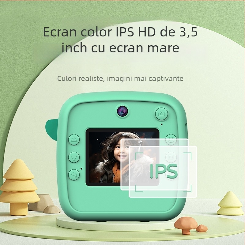 Camera pentru copii cu imprimare instantanee, cu obiectiv dublu, video 1080P, ecran HD de 2,4 inch, suport TF card, carcasă ABS (Model A28)
