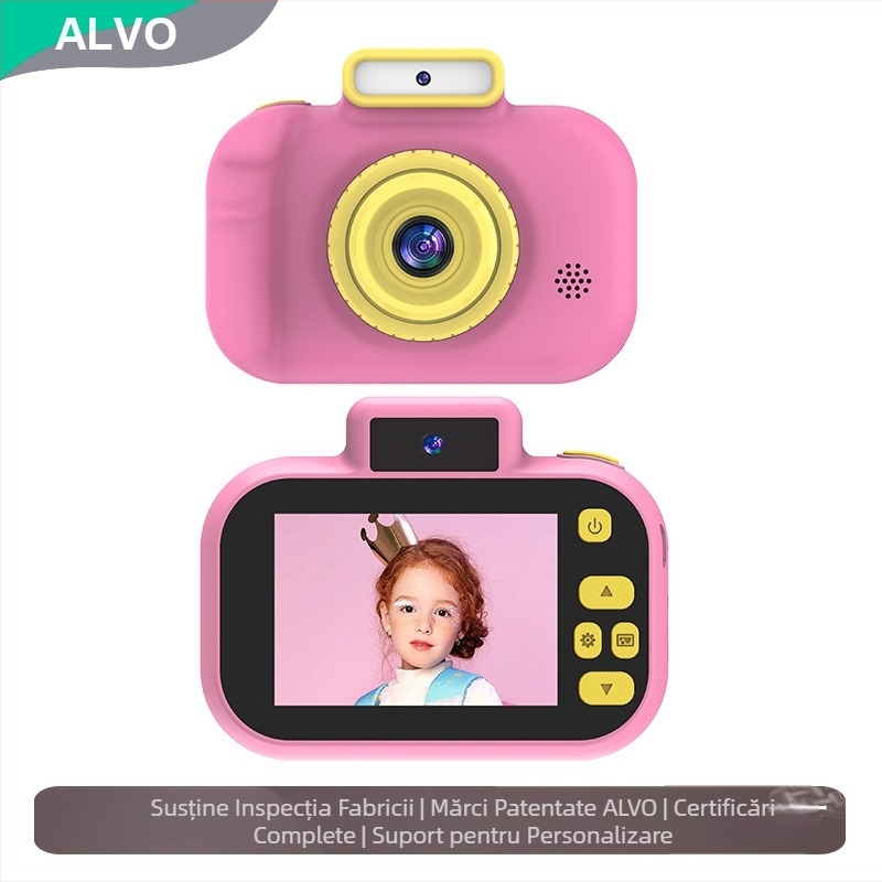 Fotocameră pentru copii H7, cameră digitală în stil DSLR, stocare pe card TF, baterie 600 mAh, funcții: fotografie, video, temporizator, filtre, fotografiere în rafală
