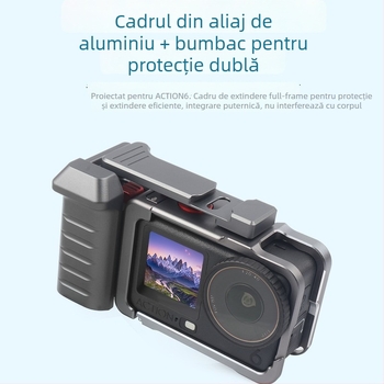 Set mâner DJI Action 6 pentru fotografiere pe stradă, adaptor pentru cușcă de cameră, aliaj de aluminiu, 135.8 g