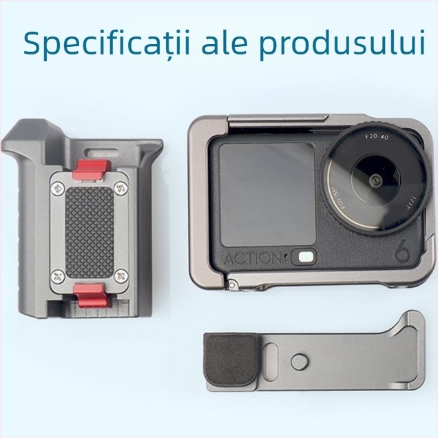 Set mâner DJI Action 6 pentru fotografiere pe stradă, adaptor pentru cușcă de cameră, aliaj de aluminiu, 135.8 g