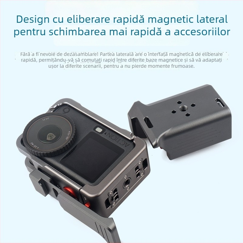 Set mâner DJI Action 6 pentru fotografiere pe stradă, adaptor pentru cușcă de cameră, aliaj de aluminiu, 135.8 g