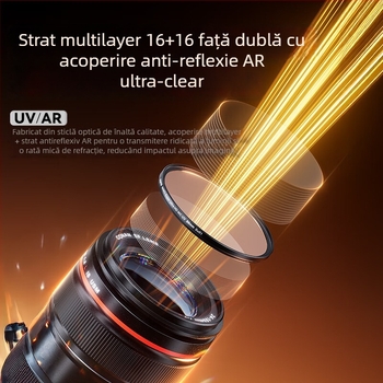 Filtru UV Hulk CF003 pentru cameră SLR - acoperire dublu-strat, fără umbre în colțuri, transparență înaltă, prelucrare OEM