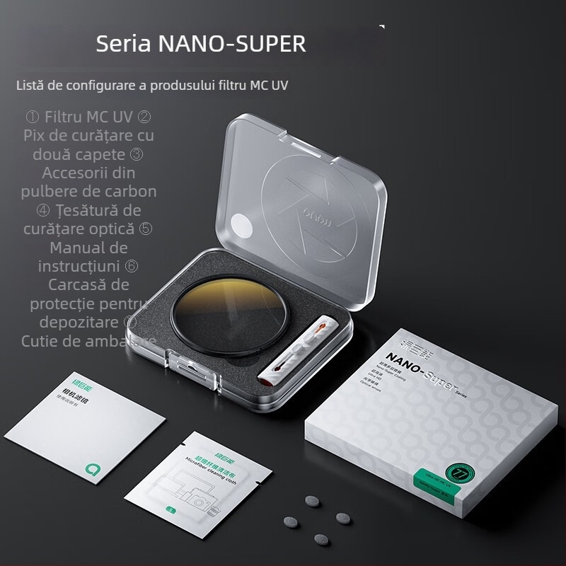 Filtru UV Hulk CF003 pentru cameră SLR - acoperire dublu-strat, fără umbre în colțuri, transparență înaltă, prelucrare OEM