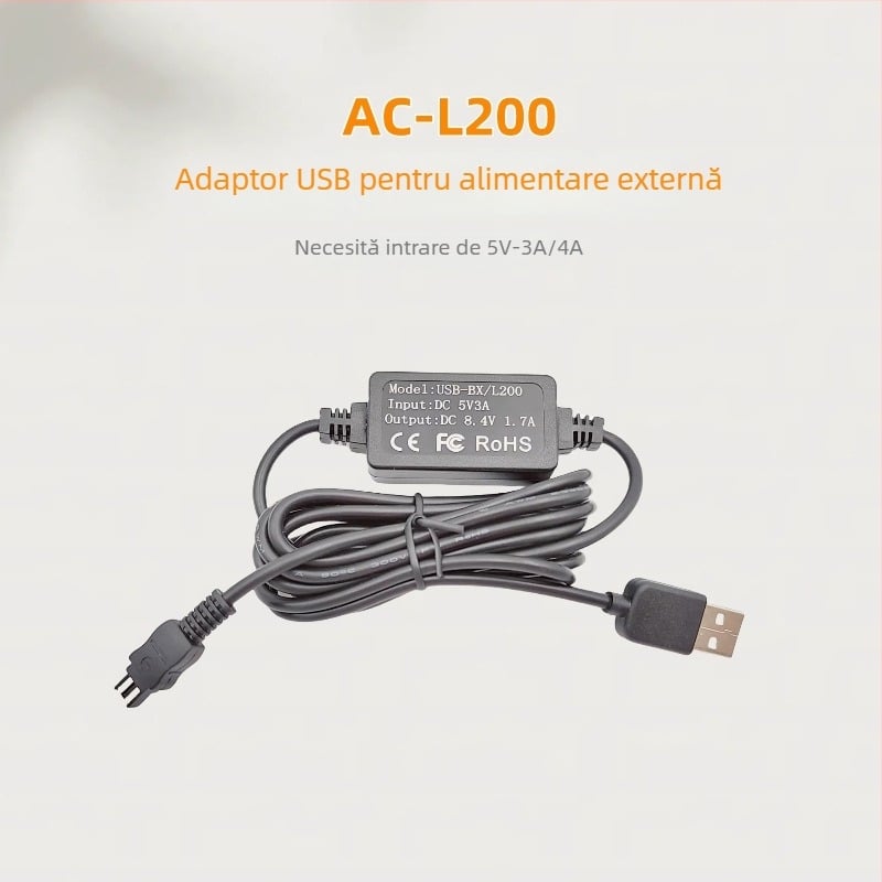 Adaptor USB AC-L200 pentru Sony DV Cameră – Alimentare și Cablu de Încărcare, Ambalaj Standard