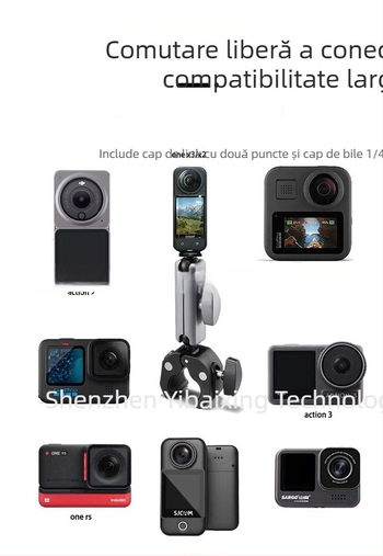 GoPro suport universal prindere cu clemă – adaptor robust pentru cameră de acțiune, montaj fix pentru exterior și interior, streaming video live și selfie