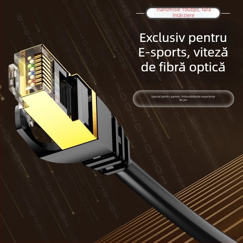 Cablu Ethernet Cat6E cu conector RJ-45 cristal, pentru utilizare interioară/exterioară, viteză înaltă Gigabit