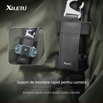 XPQ-2 Cârlig de atașare rapidă pentru geantă de cameră și rucsac – aliaj de aluminiu, piele de vacă și nailon