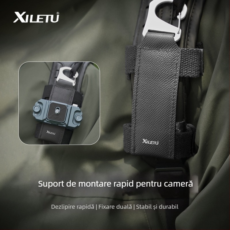 XPQ-2 Cârlig de atașare rapidă pentru geantă de cameră și rucsac – aliaj de aluminiu, piele de vacă și nailon