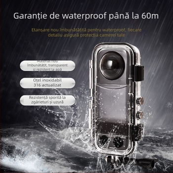 Carcasă impermeabilă Insta360 X4 cu lentilă din sticlă 360° – accesorii, Model A-ISX4-WC-GL, Materiale: PC + sticlă temperată + oțel inoxidabil 316