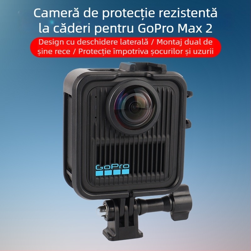 GoPro Max2 Ramă de Extindere din Plastic cu Carcasă Protectoare și Suport pentru Cold Shoe — 34 g, Include Cadru și Bază de Șurub