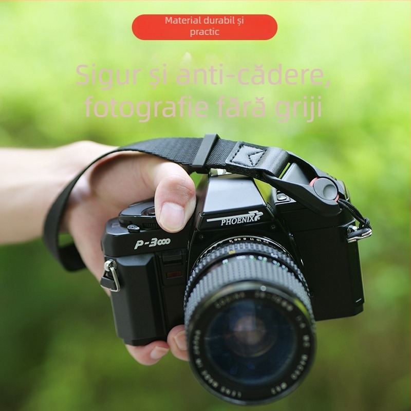 Curea de încheietură pentru cameră cu design inimă, cu eliberare rapidă, reglabilă; Material: bandă de nylon torsionat + piele microfibră; Model: curea simplă de încheietură cu eliberare rapidă; Încărcare maximă: 50 kg; Potrivit pentru camere DSLR și mirro