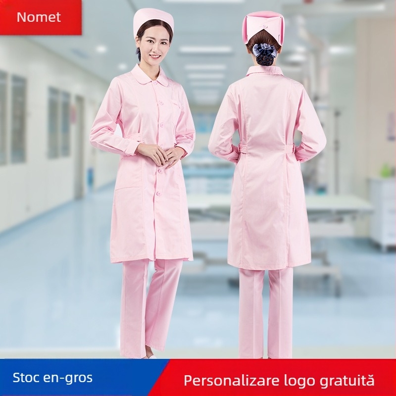Nomate Uniformă medicală unisex, set cu mâneci lungi, amestec bumbac-poliester, rezistent la temperaturi înalte, toamna 2025