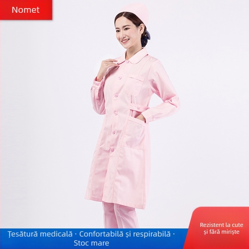 Nomate Uniformă medicală unisex, set cu mâneci lungi, amestec bumbac-poliester, rezistent la temperaturi înalte, toamna 2025