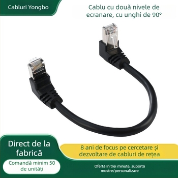 CAT8 SFTP cablu de rețea, model CAT8 SFTP CABLE; transfer de 1 Gbps; interval de temperatură -20…80 °C; rezistență la tracțiune 25; rezistență la compresiune 1000P; potrivit pentru calculator, switch, router, TV