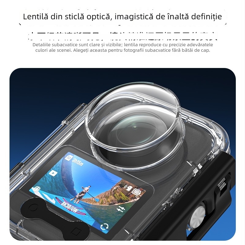 Carcasă impermeabilă pentru cameră de acțiune DJI Osmo 360, corp din PC prelucrat mecanic, pentru exterior