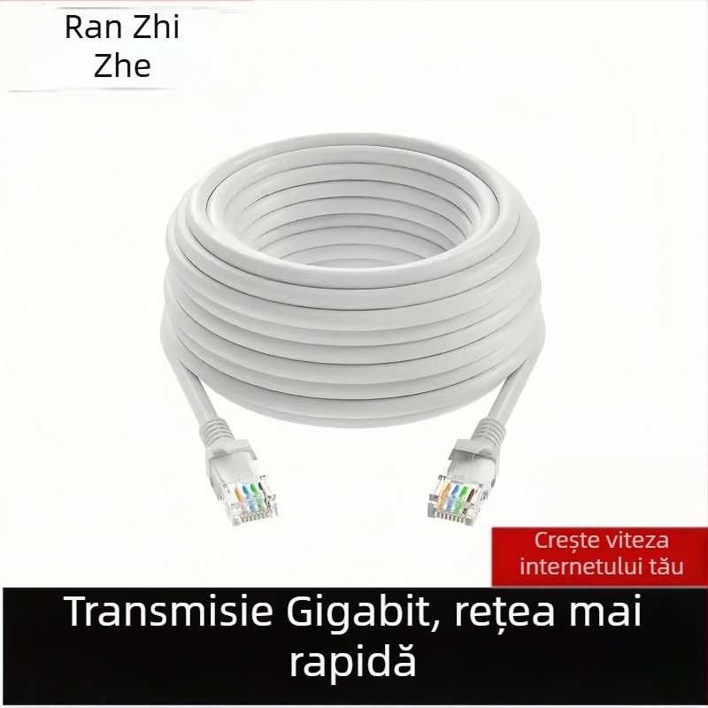 Cablu Ethernet Cat6e, 8 conductori, RJ-45, Gigabit (cu perechi răsucite)