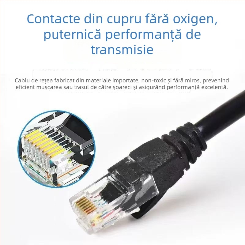 Cablu Ethernet Cat6e, 8 conductori, RJ-45, Gigabit (cu perechi răsucite)