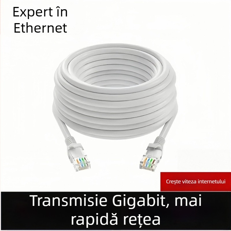 Cablu Ethernet Cat6e, 8 conductori, RJ-45, Gigabit (cu perechi răsucite)