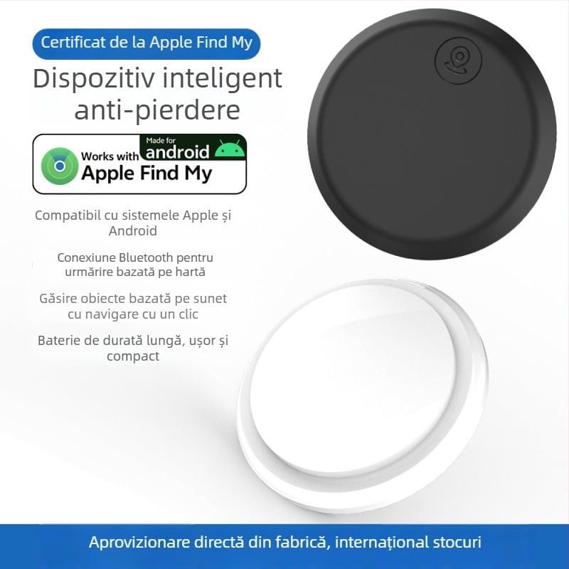 Tracker GPS anti-pierdere universal cu localizare printr-un singur clic - ABS, baterie CR2032, precizie GPS 15 m, pentru animale de companie, persoane în vârstă și mașini