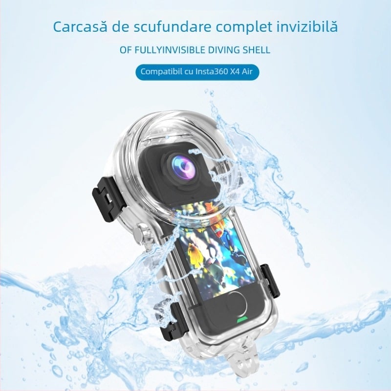 Insta360 X4 Air Carcasă subacvatică complet invizibilă | Material PC | Finisare a suprafeței prin turnare-mold | Compatibil cu Insta360 X4 Air