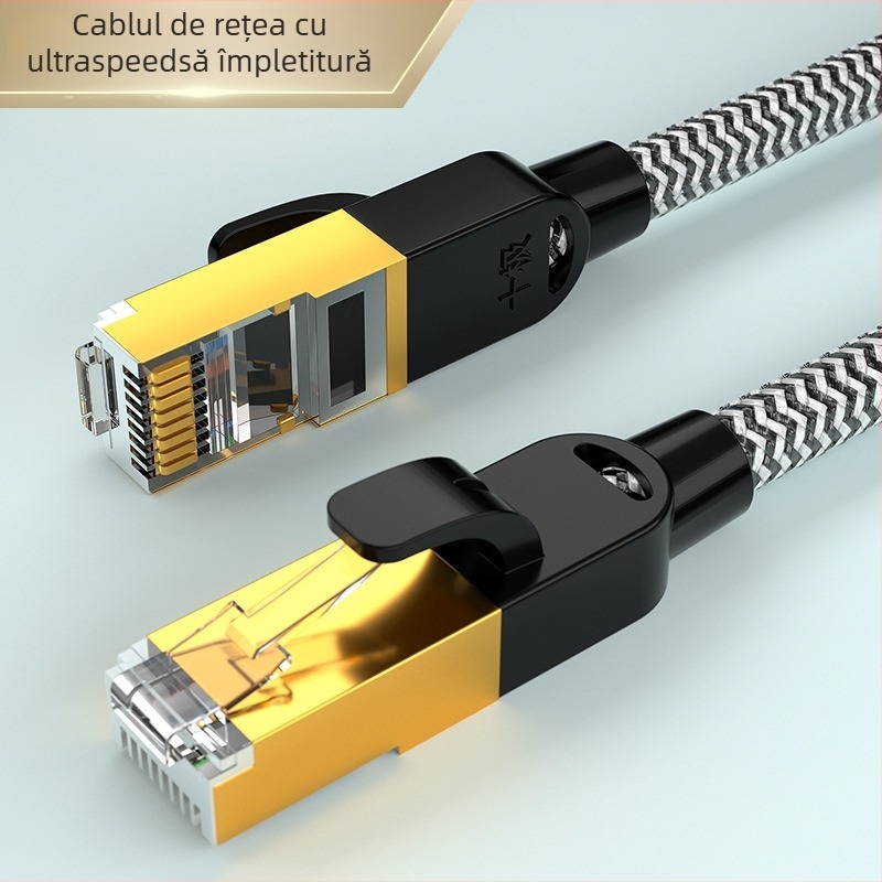 Cablu Cat6 împletit Ethernet, 8 conductori, RJ-45, interior, viteză gigabit, Ten Pole SJ-B6001, nucleu din aluminiu acoperit cu cupru, conductor de 6,1 mm