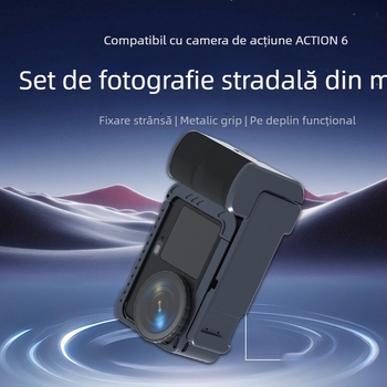 DJI Action6 Cadru de extensie din aliaj de aluminiu cu carcasă de protecție și soclu rece (Model ZH0037; Compatibil: DJI Action6; Material: aliaj de aluminiu; Personalizare logo)