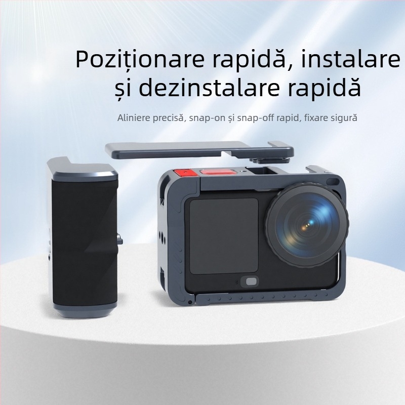 DJI Action6 Cadru de extensie din aliaj de aluminiu cu carcasă de protecție și soclu rece (Model ZH0037; Compatibil: DJI Action6; Material: aliaj de aluminiu; Personalizare logo)