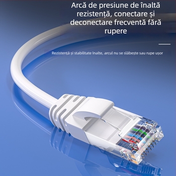 Cablu Ethernet Cat6 pentru router, conectori placați cu aur, 1000 Mbps, lungime 1 m, utilizare în interior