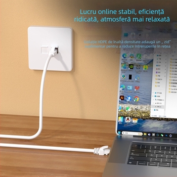 Cablu Ethernet Cat6 pentru router, conectori placați cu aur, 1000 Mbps, lungime 1 m, utilizare în interior