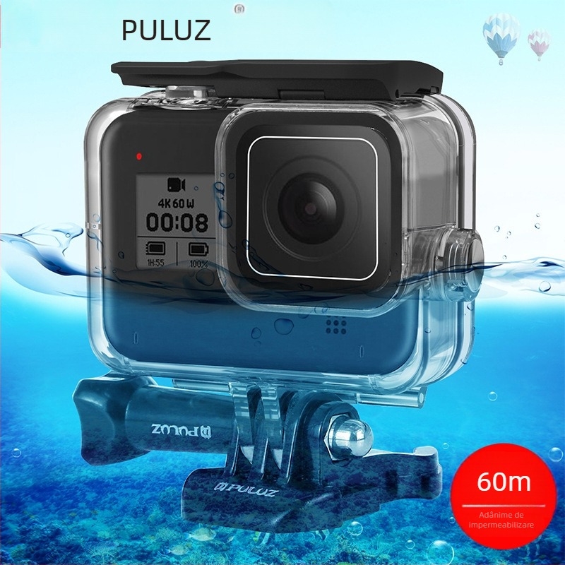 PULUZ Carcasă impermeabilă GoPro HERO8 Black, ABS, Logo tipărit OK, Servicii post-vânzare: 3 garanții