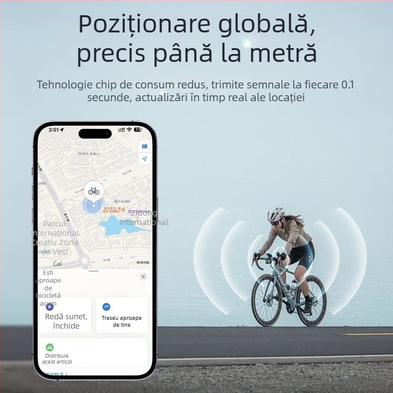 Localizator bicicletă GPS anti-furt — Înlocuitor AirTag pentru biciclete de șosea