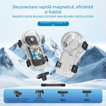 Carcasă subacvatică complet invizibilă pentru Insta360 X4 Air — declanșare magnetică rapidă, carcasă din PC, rezistentă la apă