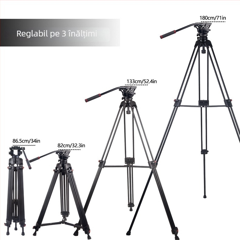 BS180 Trepied hidraulic PTZ, 3 secțiuni, structură din metal și nylon, încărcare 10 kg