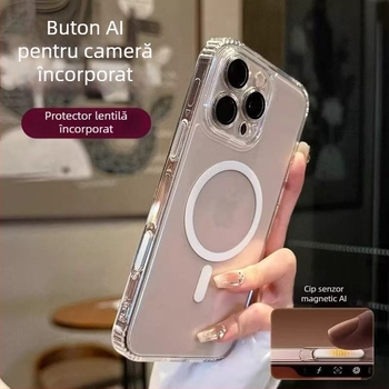 Carcasă MagSafe pentru telefon cu butoane tactile AI, construcție acril+TPU, rezistentă la căderi, disipare a căldurii, protecție la praf