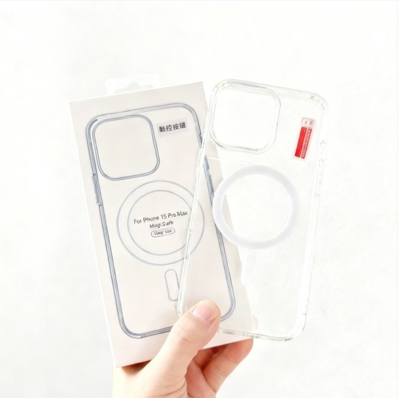 Carcasă MagSafe pentru telefon cu butoane tactile AI, construcție acril+TPU, rezistentă la căderi, disipare a căldurii, protecție la praf