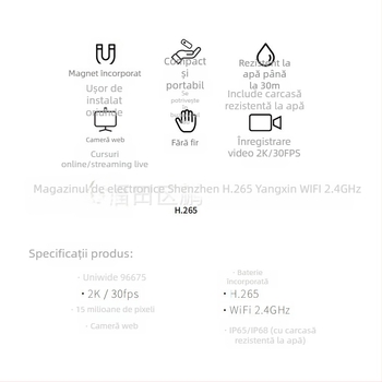 SJCAM C100+ Cameră de Acțiune 4K – Compactă, Suport TF Card, Carcasă din Plastic, Durata bateriei 3 ore