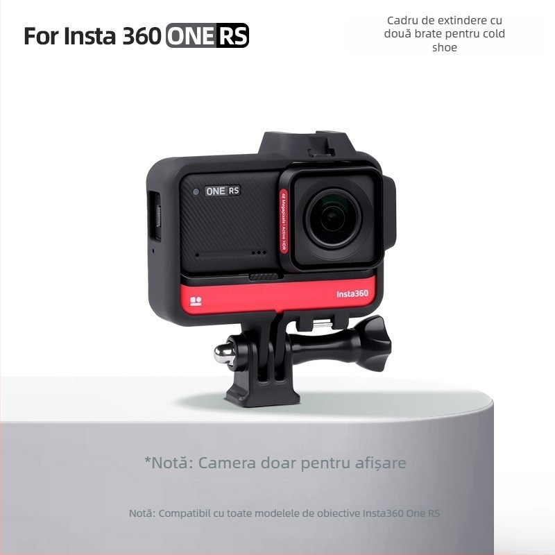 Ramă de protecție Insta360 One RS cu suport de tip cold shoe; material ABS + strat de silicon; include rama, bază și șurub; compatibil Insta360 One RS